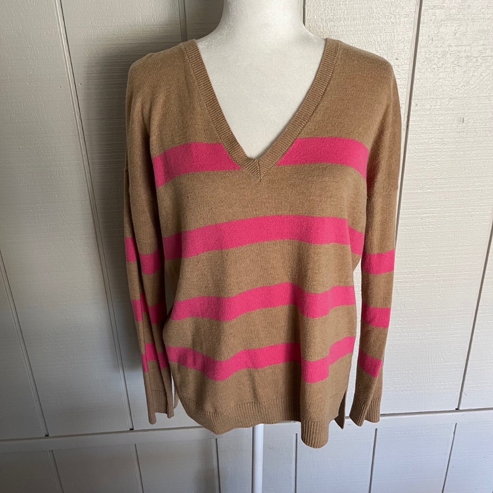 GAP V-Neck Striped Wool Blend Sweater